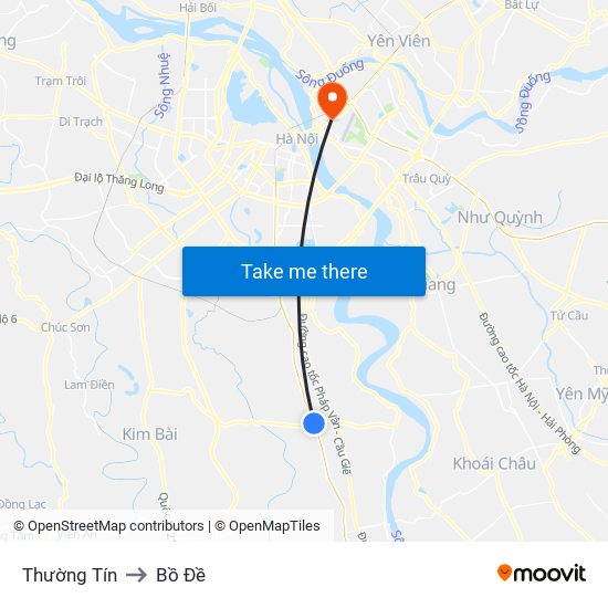 Thường Tín to Bồ Đề map