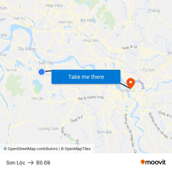 Sơn Lộc to Bồ Đề map