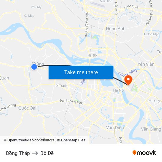 Đồng Tháp to Bồ Đề map