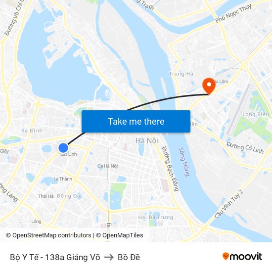 Bộ Y Tế - 138a Giảng Võ to Bồ Đề map