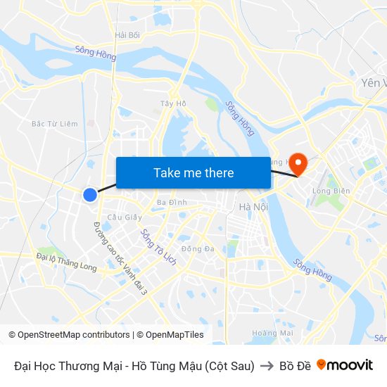 Đại Học Thương Mại - Hồ Tùng Mậu (Cột Sau) to Bồ Đề map