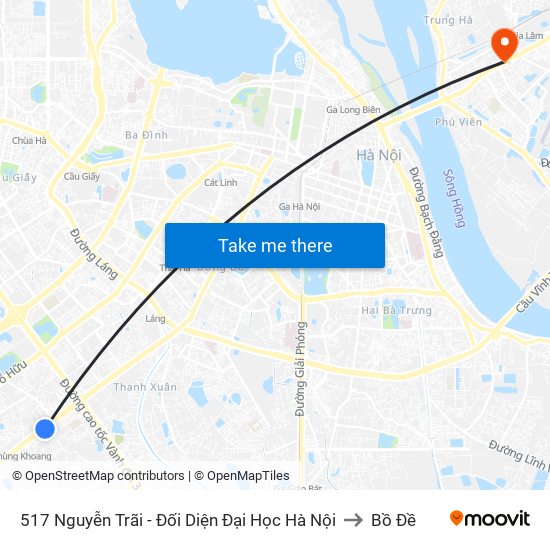 517 Nguyễn Trãi - Đối Diện Đại Học Hà Nội to Bồ Đề map