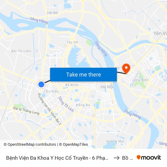 Bệnh Viện Đa Khoa Y Học Cổ Truyền - 6 Phạm Hùng to Bồ Đề map