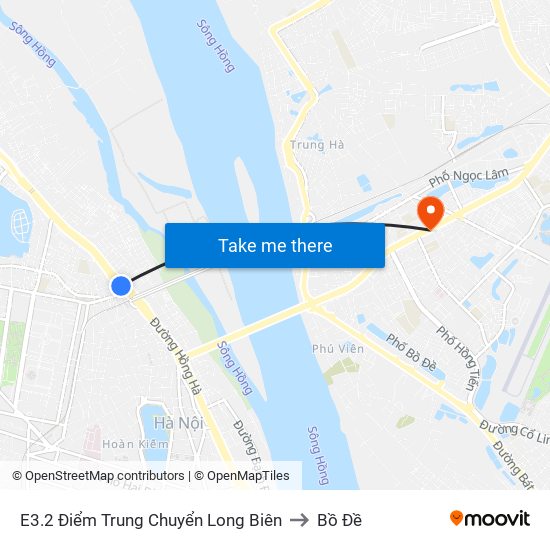 E3.2 Điểm Trung Chuyển Long Biên to Bồ Đề map