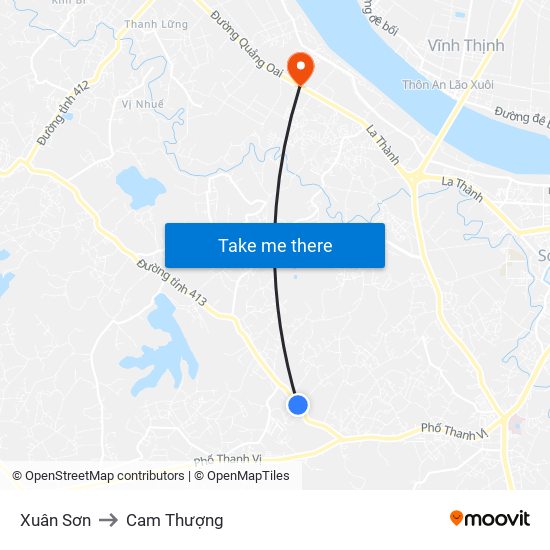 Xuân Sơn to Cam Thượng map