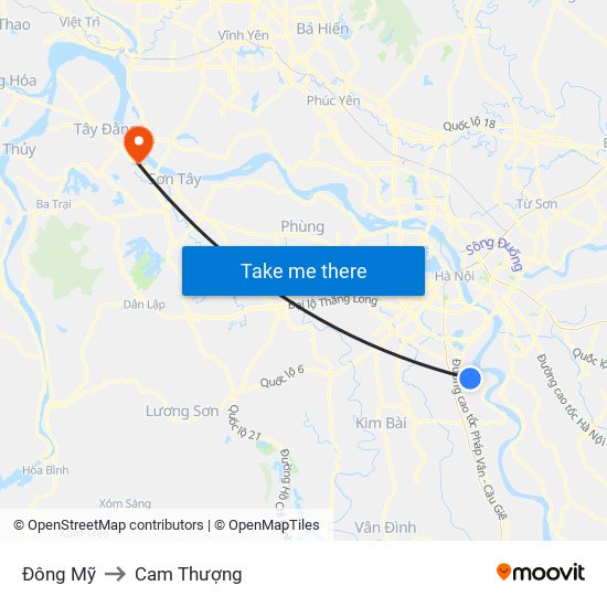 Đông Mỹ to Cam Thượng map