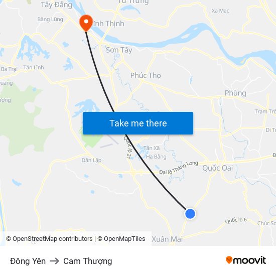 Đông Yên to Cam Thượng map