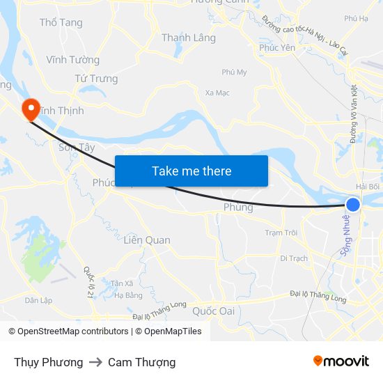 Thụy Phương to Cam Thượng map