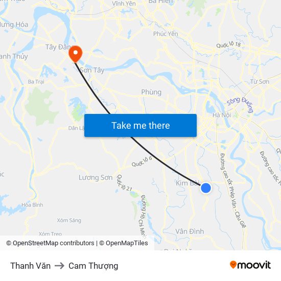 Thanh Văn to Cam Thượng map