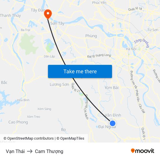 Vạn Thái to Cam Thượng map