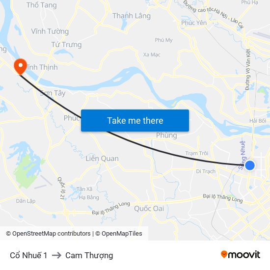 Cổ Nhuế 1 to Cam Thượng map