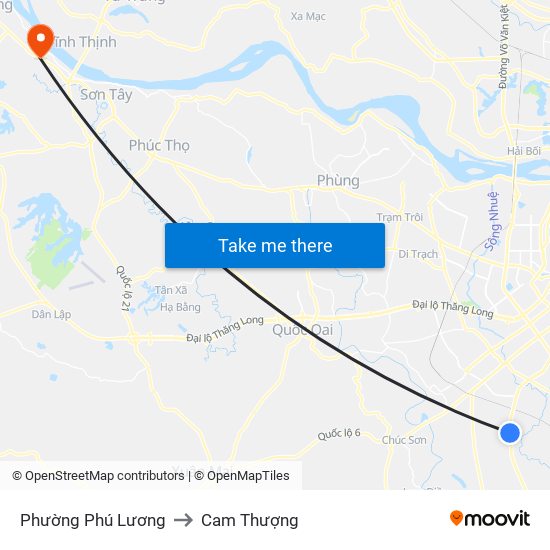 Phường Phú Lương to Cam Thượng map