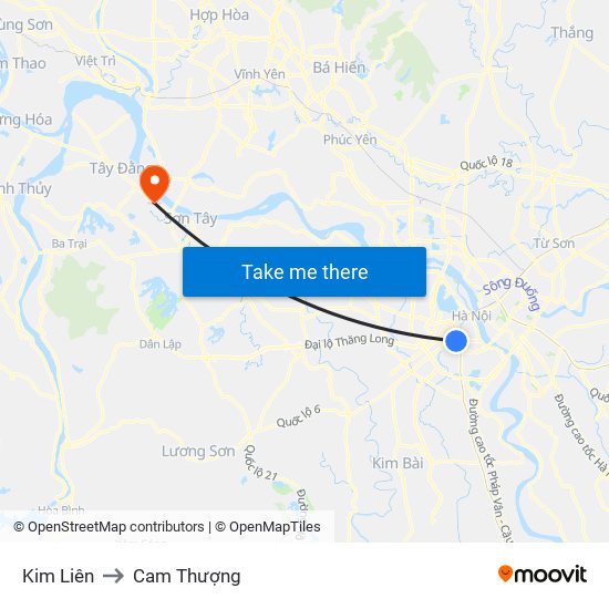 Kim Liên to Cam Thượng map