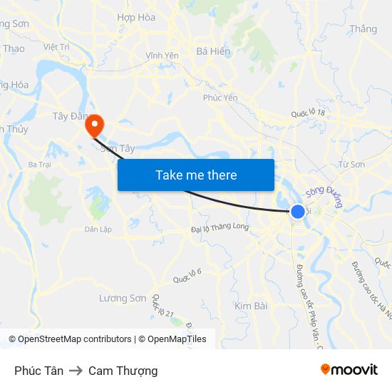 Phúc Tân to Cam Thượng map