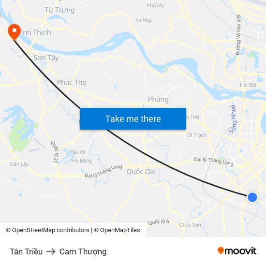 Tân Triều to Cam Thượng map