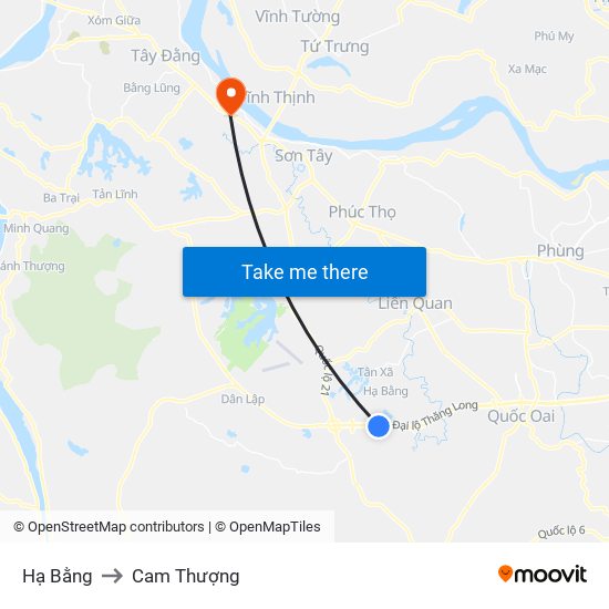 Hạ Bằng to Cam Thượng map