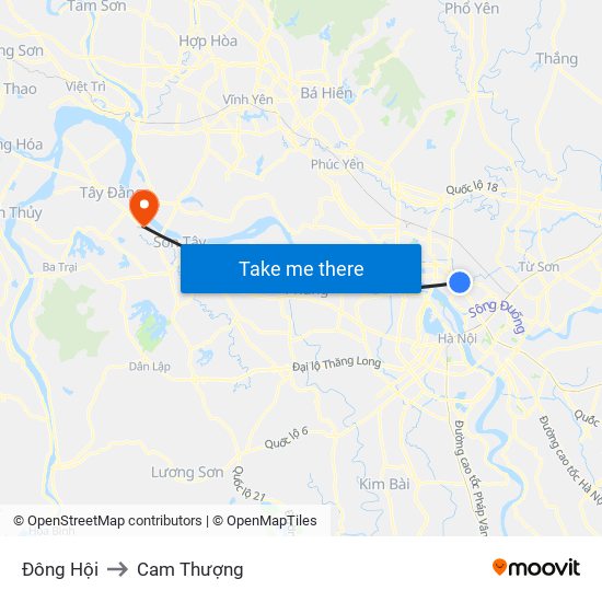 Đông Hội to Cam Thượng map