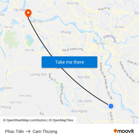 Phúc Tiến to Cam Thượng map