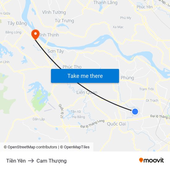 Tiền Yên to Cam Thượng map