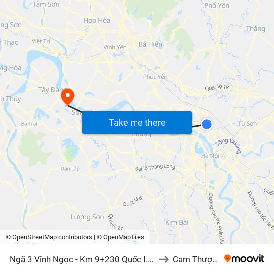 Ngã 3 Vĩnh Ngọc - Km 9+230 Quốc Lộ 3 to Cam Thượng map