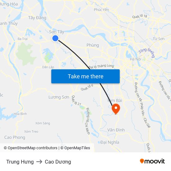 Trung Hưng to Cao Dương map