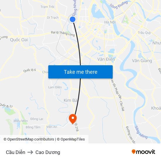 Cầu Diễn to Cao Dương map