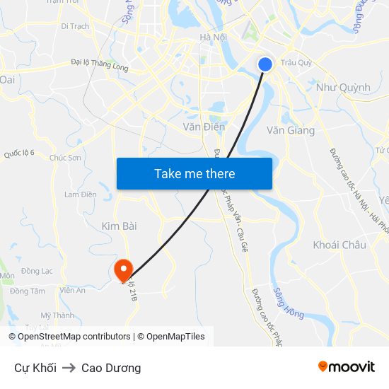 Cự Khối to Cao Dương map