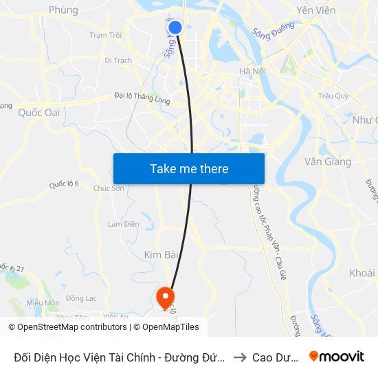 Đối Diện Học Viện Tài Chính - Đường Đức Thắng to Cao Dương map