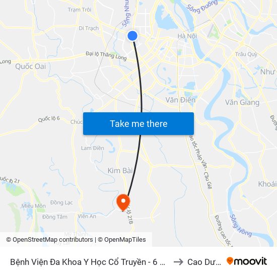 Bệnh Viện Đa Khoa Y Học Cổ Truyền - 6 Phạm Hùng to Cao Dương map