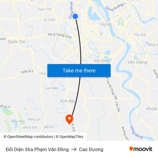 Chung Cư Greenstars- Phạm Văn Đồng to Cao Dương map