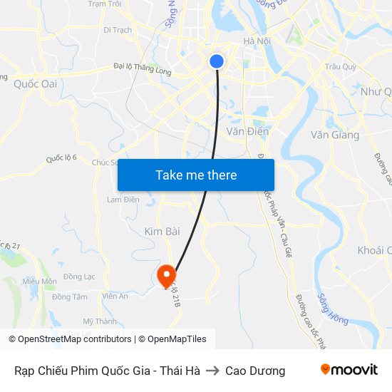 Rạp Chiếu Phim Quốc Gia - Thái Hà to Cao Dương map