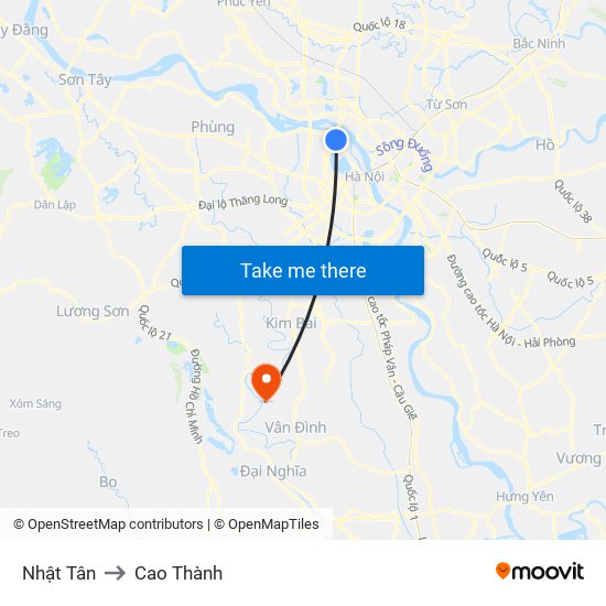 Nhật Tân to Cao Thành map