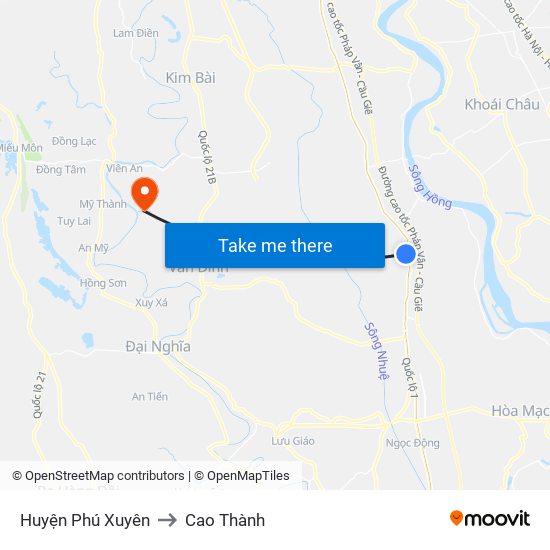 Huyện Phú Xuyên to Cao Thành map