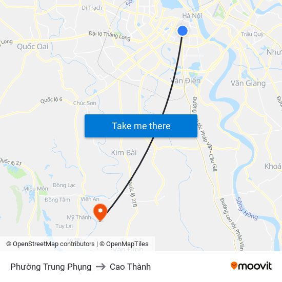 Phường Trung Phụng to Cao Thành map