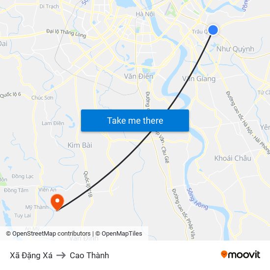 Xã Đặng Xá to Cao Thành map