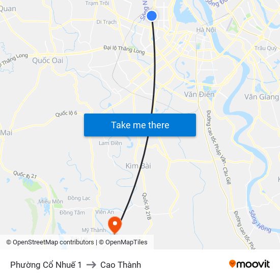 Phường Cổ Nhuế 1 to Cao Thành map