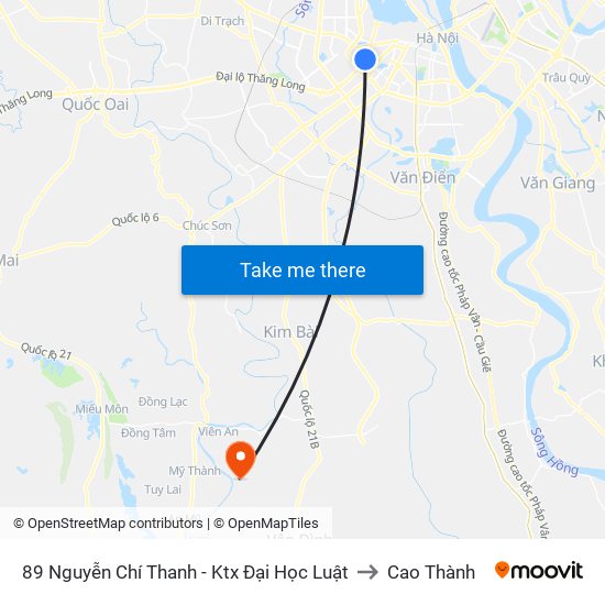 89 Nguyễn Chí Thanh - Ktx Đại Học Luật to Cao Thành map