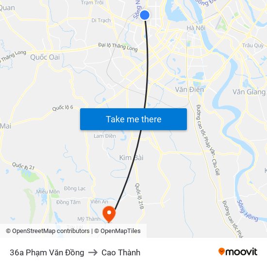 36a Phạm Văn Đồng to Cao Thành map