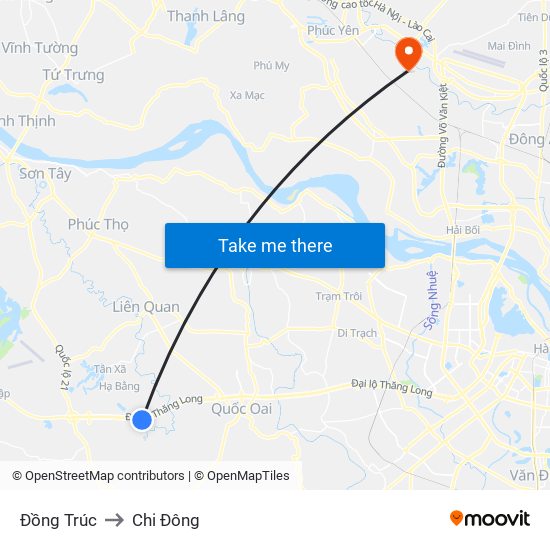 Đồng Trúc to Chi Đông map