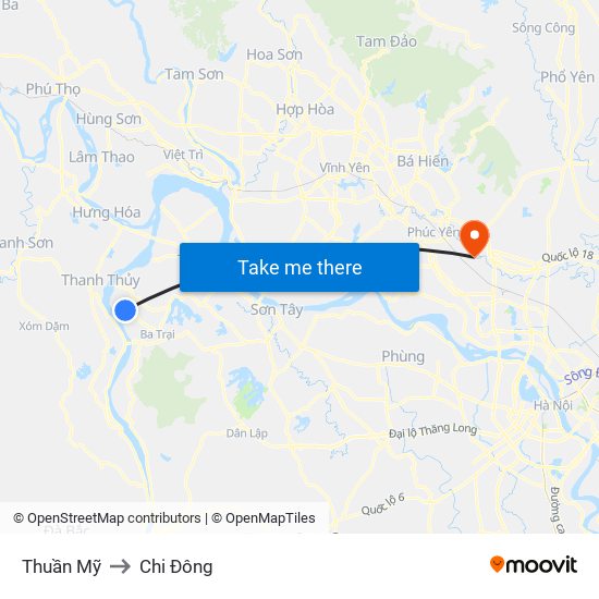 Thuần Mỹ to Chi Đông map