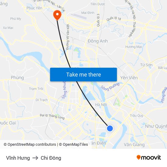 Vĩnh Hưng to Chi Đông map