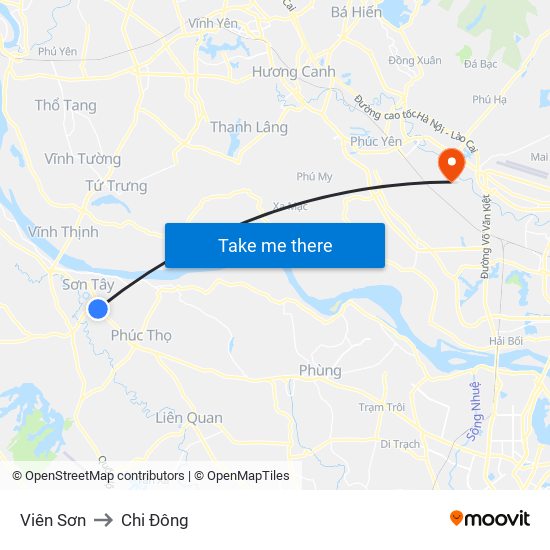 Viên Sơn to Chi Đông map
