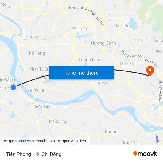 Tiên Phong to Chi Đông map