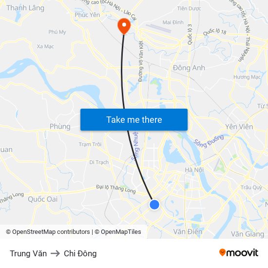 Trung Văn to Chi Đông map