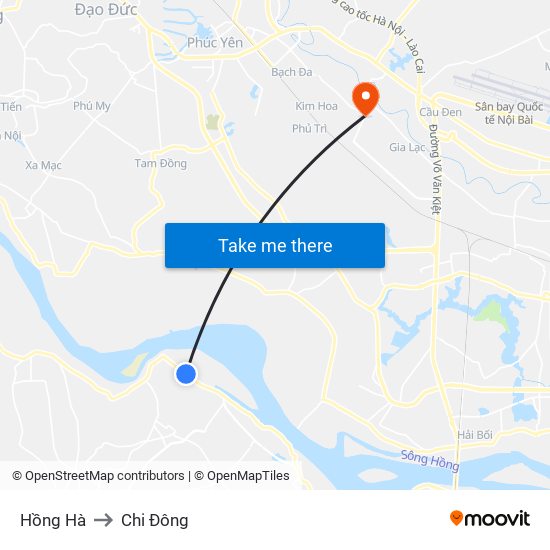 Hồng Hà to Chi Đông map