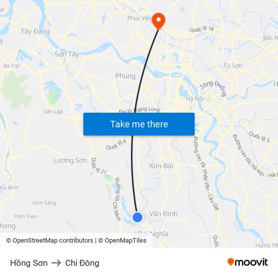 Hồng Sơn to Chi Đông map