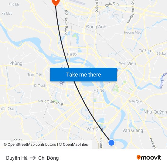 Duyên Hà to Chi Đông map