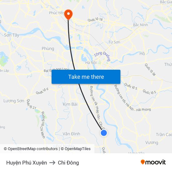 Huyện Phú Xuyên to Chi Đông map