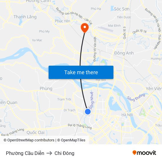 Phường Cầu Diễn to Chi Đông map