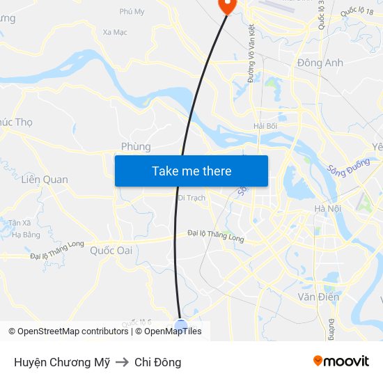 Huyện Chương Mỹ to Chi Đông map